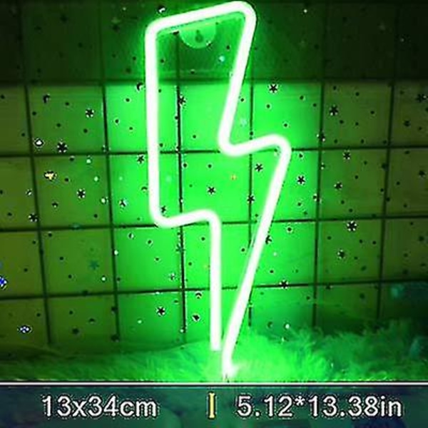 Neon skilt flash LED neon vegg nattlys batteri Lightning1-Green
