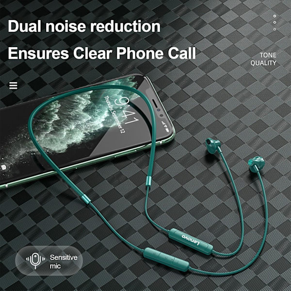 Lenovo SH1 langattomat nappikuulokkeet älykäs melunvaimennus Bluetooth5.0 urheilullinen dynaaminen niskapanta kuulokkeet kuntoiluun Green