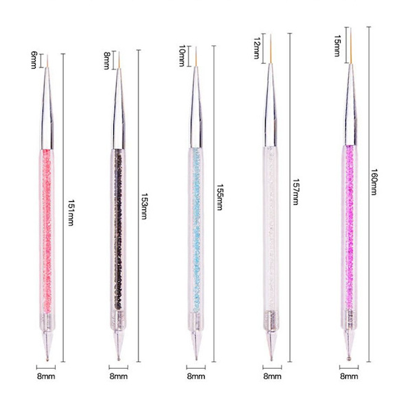 5 kpl/setti Nail Art Dotting Pen Piirustus Liner Sivellin Kukka Sivellin