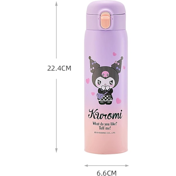 Kuromi Isolerende Vannflaske i Rustfritt Stål med Veske 480ml