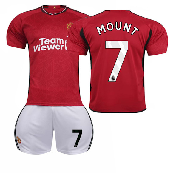 23-24 Manchester Unitedin kotijoukkueen punainen Red Devils -jalkapalloasusetti nro 10 Rashford 21 Anthony 25 Sancho 7 Mount 2324 Red Devils Home No. 7 #M