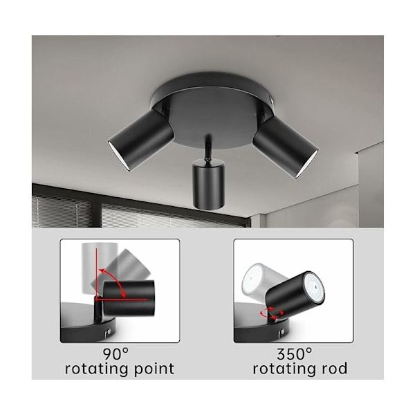 DIY belysning LED takpanel taklampe projektorlamper belysning hall soverom stue taklampe er svart 3 hvitt lys