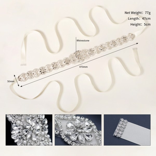 Midjebälte för bröllopsklänning, handgjord elegant lyxig strass bröllopsklänningsbälte dekoration, brudbälte