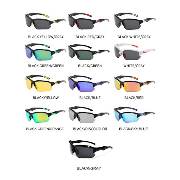 Engros tilpasset logo billige fotokromiske linser polariserede cykelsolbriller mænd løbesolbriller sportsolbriller C10Black Green/Green Sport sunglasses