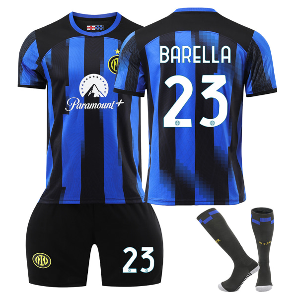 23-24 Inter Milan hemmafotbollströja nr 10 Lautaro dräkt 9 Zeko 90 Lukaku barn tröja version No. 23 socks + shin guards XXL