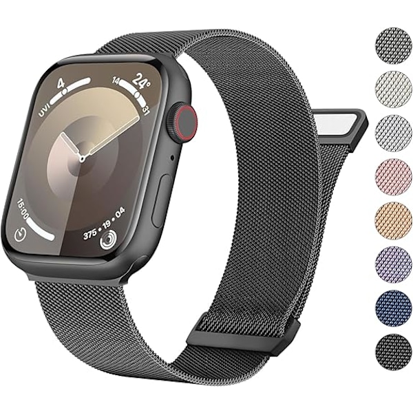 Magnetiskt armband i rostfritt stål kompatibelt med Apple Watch - Milanese Loop-utbytesarmband i metallnät för iWatch-armband för kvinnor och män