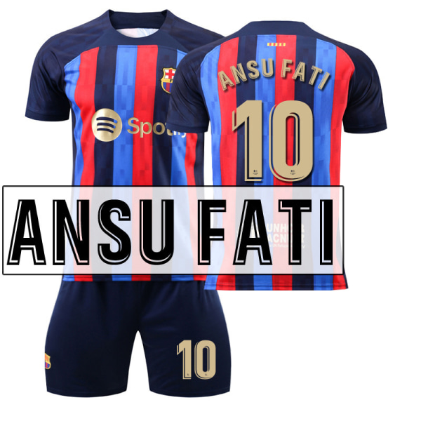 22-23 Barcelona hemma nr 10 Messi tröja nr 9 Lewandowski nr 8 Pedri 30 Gavi fotbollsdräkter set Barcelona home number 10 Fati #18
