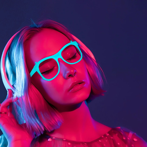 5 stk. lysende briller Glow Glasses ROSE RED ROUND ROUND rose rød rose red round-round
