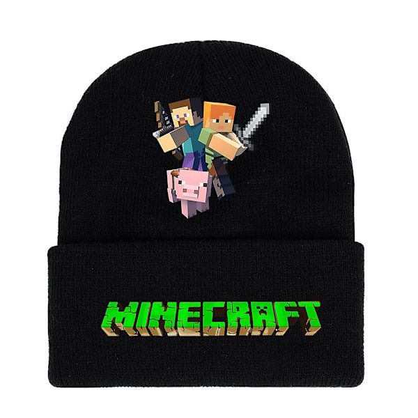 Minecraft Spel Tryckt Beanie Stickad Hatt Barn Pojkar Flickor Trend Vinter Ull Varm Skidkeps A