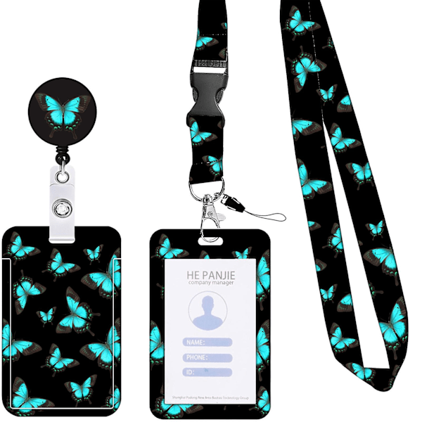 ID-kort Holder med Forskellige Mønstre Tryk Skydeåbning med Snøre Flere Bæremetoder En Side Transparent Kort Opbevaring Bærbar Tilbagetrækbart Badge A