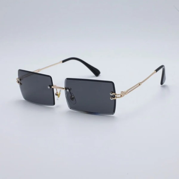 SPUKA #31274 Ramlösa Rektangulära Mode Solglasögon för Kvinnor och Män 19.Gold-Light Blue