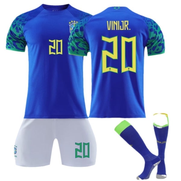 22-23 Brasilien borta blå nr 20 Vinicius 10 Neymar 18 Jesus tröjset fotbollströja 2223 Brazil away number 4 #XL