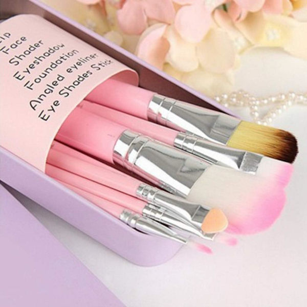 Make-up børster til børn, 7 stk. make-up børste sæt foundation øjenbryn eyeliner børste kosmetisk concealer børster