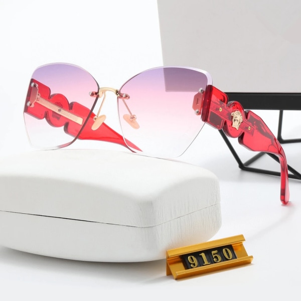Nya metallbågade solglasögon för män, lyxigt märke, trendiga, överdimensionerade solglasögon 2024, designade solglasögon för kvinnor och män 9150-C01 Glasses with brand logo