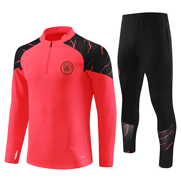 23-24 Manchester City Hemtröja Nr. 17 De Bruyne Foden Nr. 9 Haaland Långärmad Kit För Barn Och Vuxna Orange Röd orange red XXL