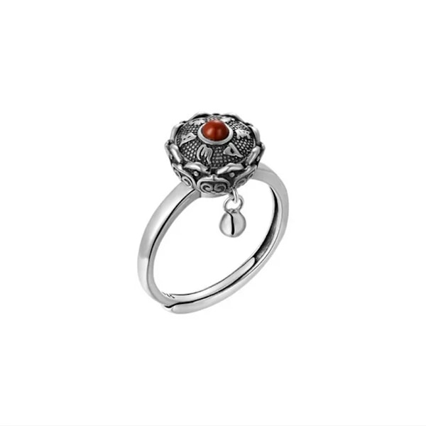 Buddhistisk ring tibetansk bönecylinder mantra 7 chakra lyckobringande ring A