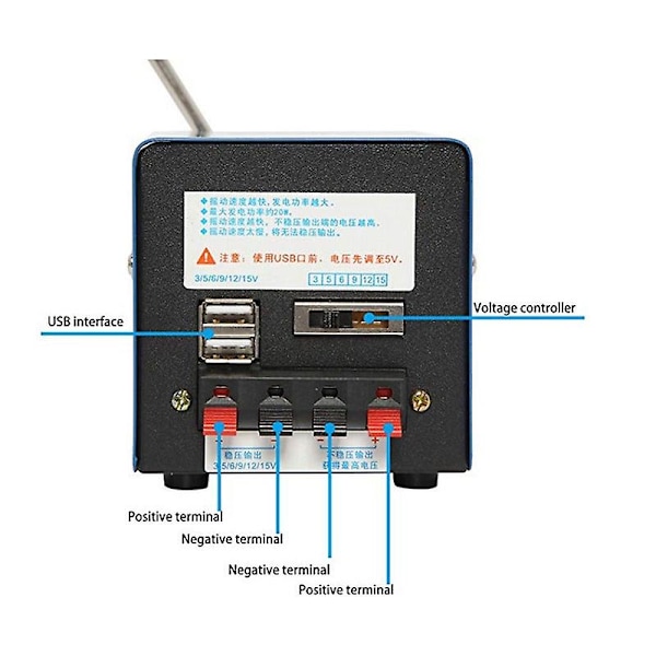 Håndsveivgenerator Bærbar Nødstrømsforsyning USB-lading for Camping Utendørsaktiviteter (1 Pakke - Standard)