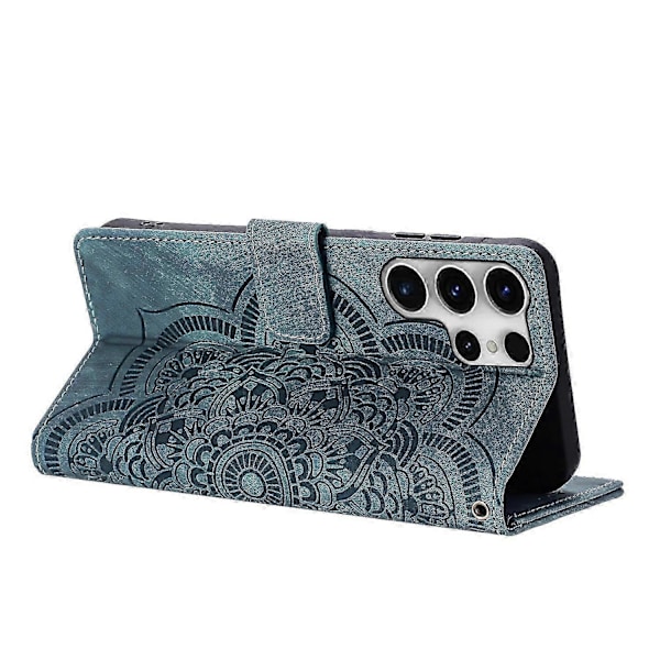 Frosted Læder Etui til Mandala Emed Retro Telefon Blå(FQ) For Samsung Galaxy S23 Ultra 5G Blue