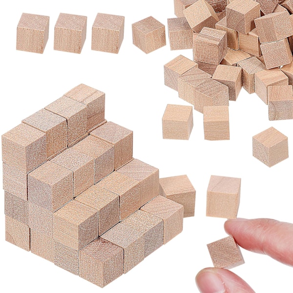 400pcs Wooden Blocks Unfinished Wooden Cubes Square Blocks Educational Craft Cubes