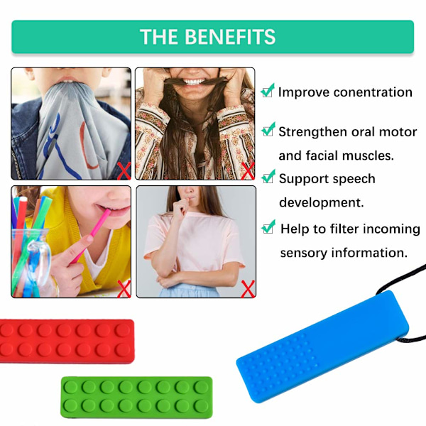 Tuggbart Halsband, Sensoriskt Tuggbart Halsband Paket för Barn med Tandsprickning, Biting Behov, Oral Motor Tuggbart, för Pojkar & Flickor(4PCS)