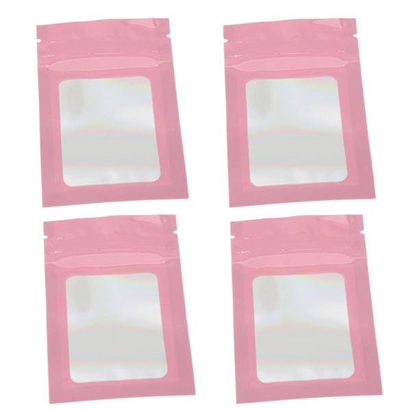 100 st Ziplock-påsar Självförslutande Holografiska Återanvändbara Hängande Hål Matförvaringspåsar Rosa