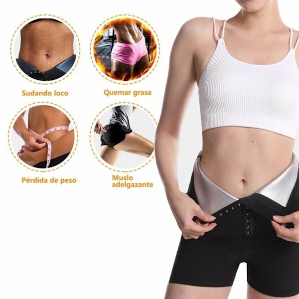 Bastu Shorts för kvinnor Termisk cirkulation Snabb svettning Hög midja Yoga Shorts för fitness Löpning Hög midja Shorts L