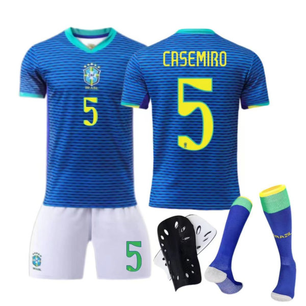 Amerikas cup - Brasiliens bortaställ nr 10 Neymar nr 20 Vinicius barn- och vuxenoverall fotbollströja No size socks + protective gear 28