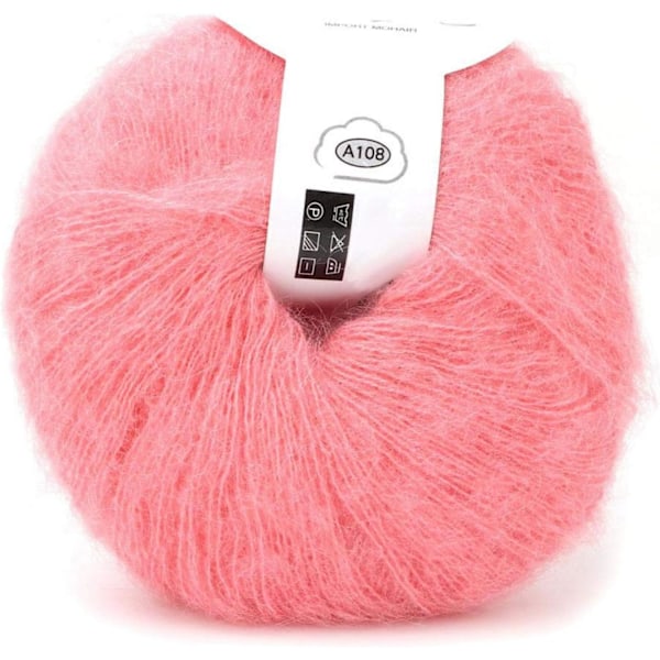 Stickad mjuk angora lång ullgarn varm med en virkad populär för DIY-vävning (hudrosa) Flesh Pink