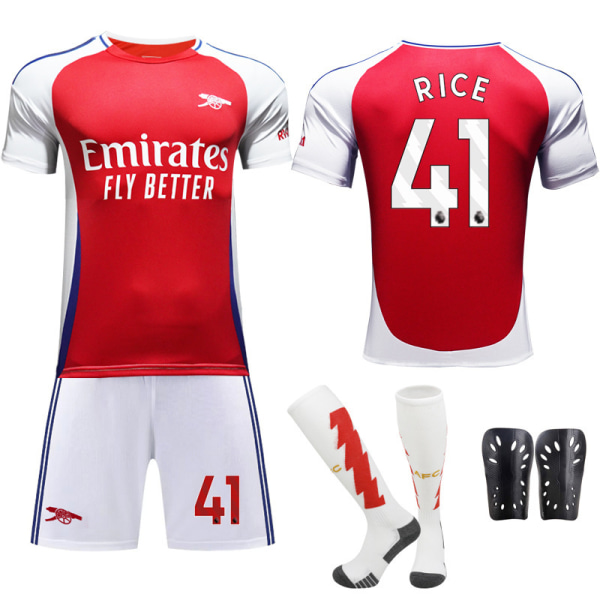 2024-25 Arsenal fodboldtrøjesæt trøje nr. 7 Saka 9 Jesus 8 Odegaard rød Size 7 with socks + protective gear #16