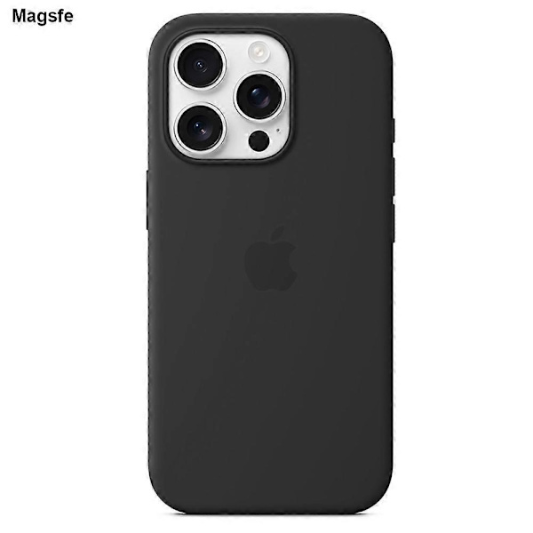 Silikone mobilcover med magnet til iPhone 16 Pro, kompatibel med MagSafe - Sort-WELLNGS Black