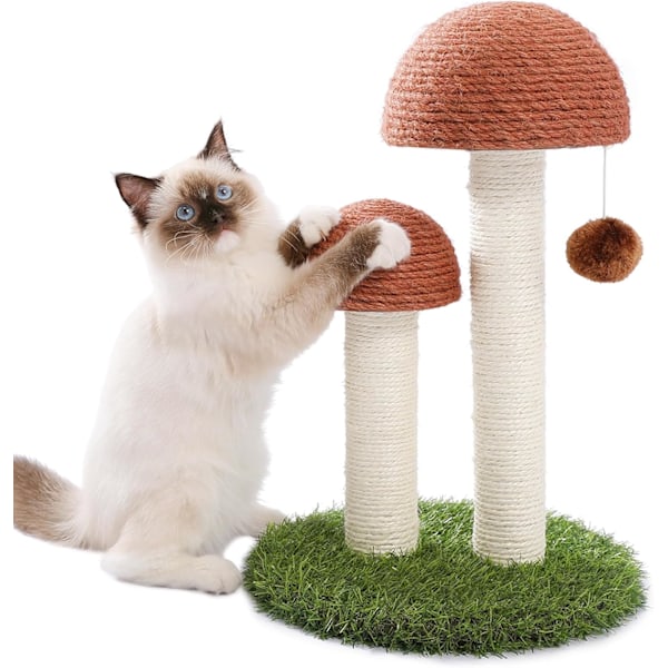 Kattenskrapepost, Kattenskraper med Naturlig Sisal-Skrapeposter og Interaktivt Lekeball for Kattunger og Små Katter (Brun)