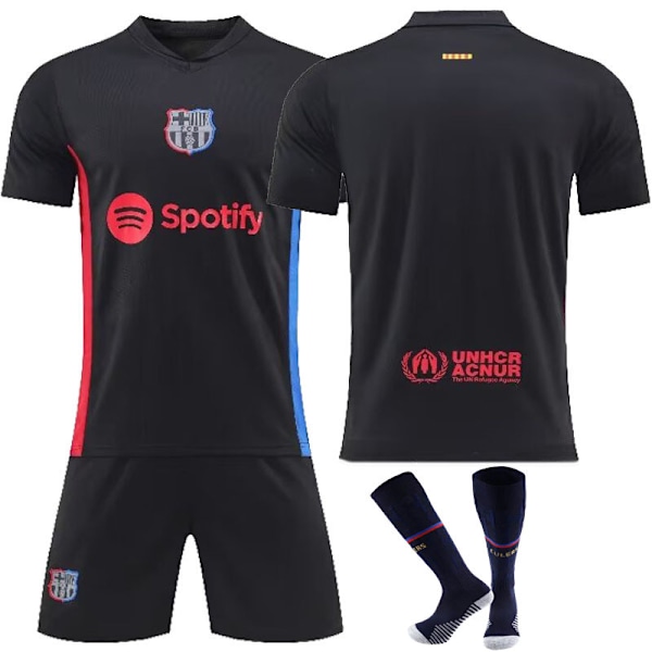 2425 Barcelona borta svart fotbollströja uniform S(165-170cm)