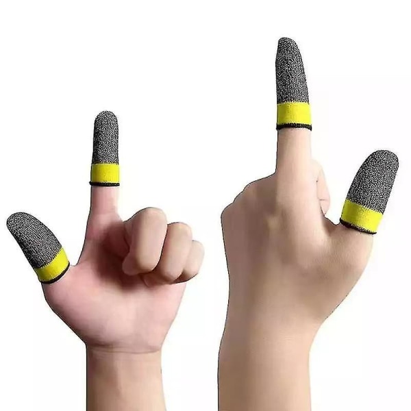 Finger Sleeves - Tumvantar för mobilspel Silver Fiber (2-pack) Yellow