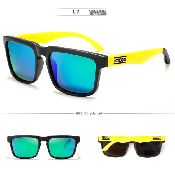 KDEAM 2024 Italien Trendig märkesdesign Solglasögon Sport HD polariserad fyrkantig grossistsolglasögon för kvinnor/män körning C2