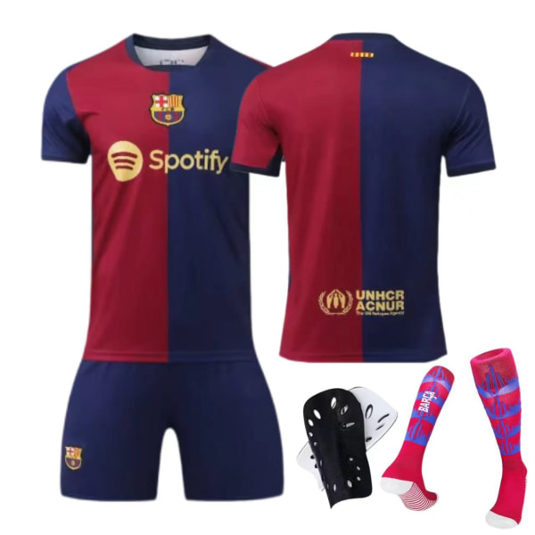 24-25 Barcelona hjemmebane nr. 9 Lewandowski 10 Messi børne- og voksenfodbolddragt No. 10 socks + protective gear 20