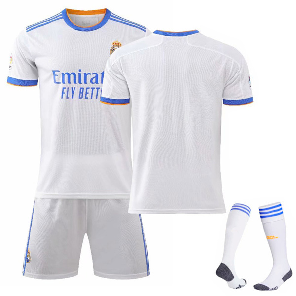 21-22 Ny Real Madrid hemmatröja nr 7 Hazard nr 9 Benzema nr 10 Modric tröja fotbollströja set No number socks S#