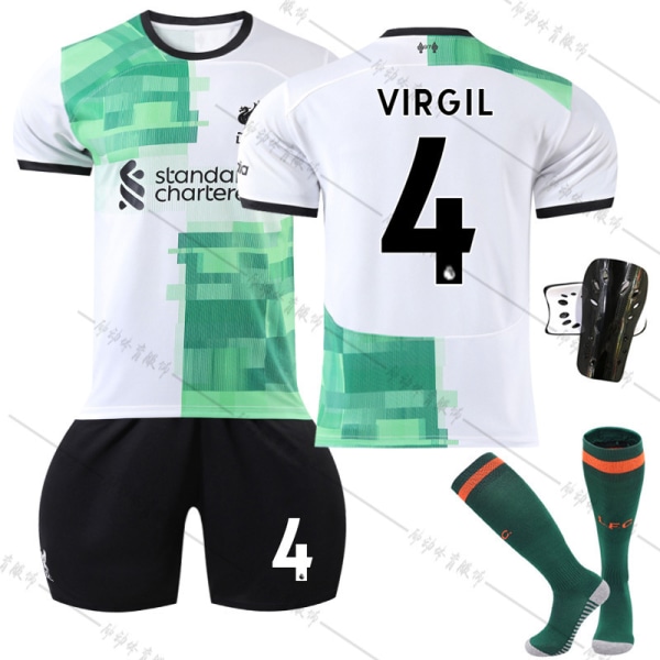 2023-24 Liverpool udebane ny grøn nr. 11 Salah 27 Nunez 66 Arnold fodboldtrøje No. 27 with socks + protective gear #20