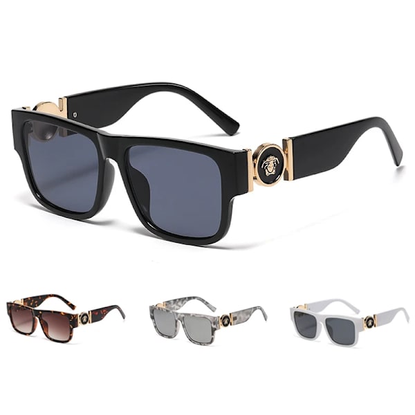 Vintage Square Brand aurinkolasit UV400-suojaus Peili Silmälasit Aurinkolasit Naiset Miehet 2024 C1 Black/Black Grey Fashion