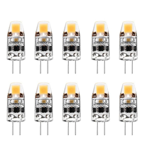 G4 Lyspære 2W G4 LED Pære Ekvivalent til 20W G4 Halogen Pære Erstatningsdel, G4 Sokkel AC/DC12V-24V, Kald Hvit 10 stk As Shown