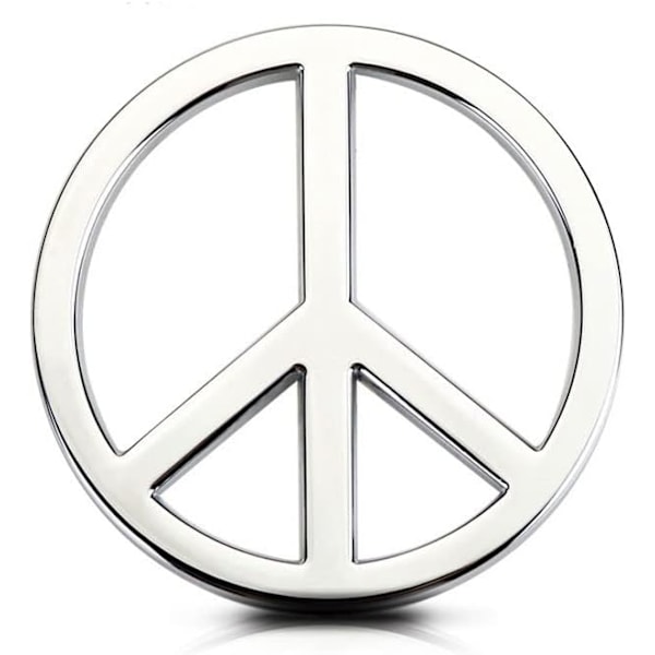 Fredstecken Bilsticker, Fredssymbol Stötfångardekoration, Ingen Krig Metall Emblem Badge (Silver)