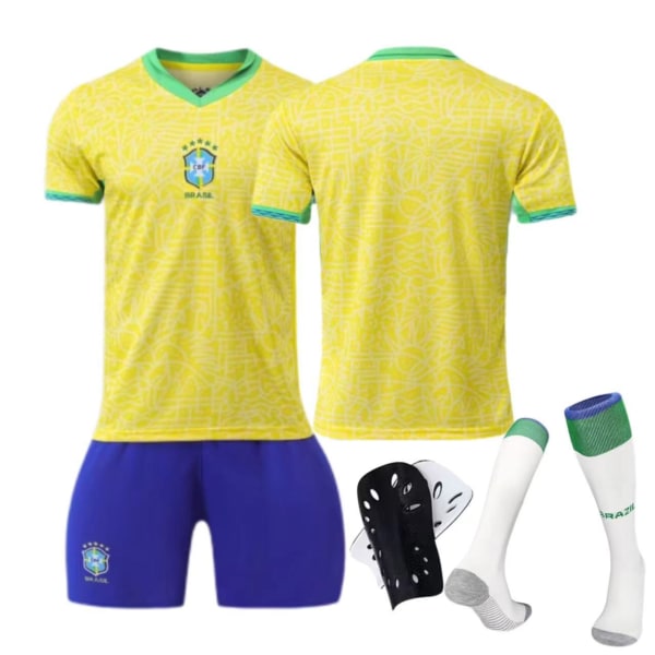 Brazil home No. 10 Neymar No. 20 Vinicius children's adult suit football jersey