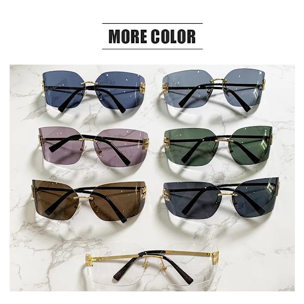 Y2K New Retro Fashion Firkantede Rammenløse UV400 Briller En-delt Gradient Elegant Sommer Utendørsreiser Kvinnelige Skygge Solbriller Grey 88498