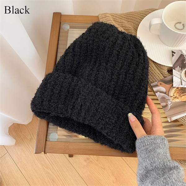 Strikkede lue Beanie Hatter SVART black