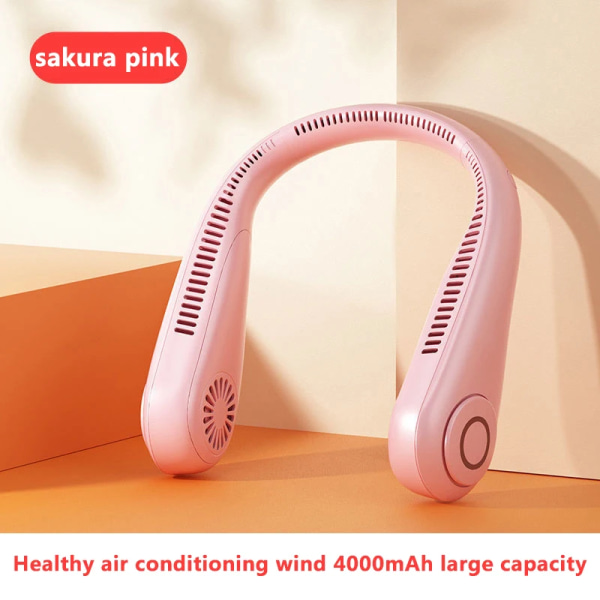 4000mAh Rechargeable Leafless Adults Neck Fan Bladeless Cooler Air Cooling Hand Free Hanging Neck Portable Electric Fan