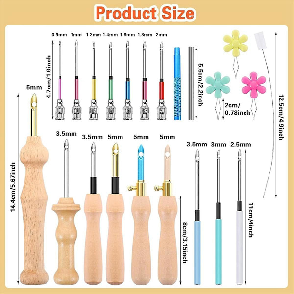 23-dels Punch Needle-set, Trästickningsset Justerbar För Vuxna Nybörjare Broderi Ace Shown