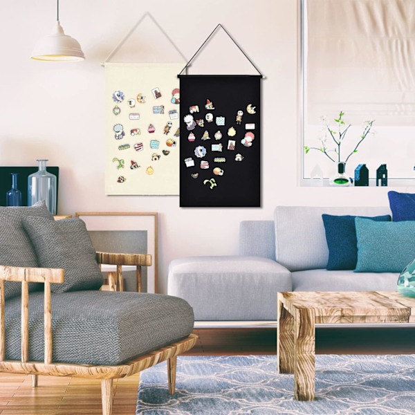 ginging Brosch Smyckeskrin Canvas Display Stativ Emallj Pin Display Banner Hållare Örhängen Halsband Glitter Pin Samling Organizer ( Rectangle Black+White