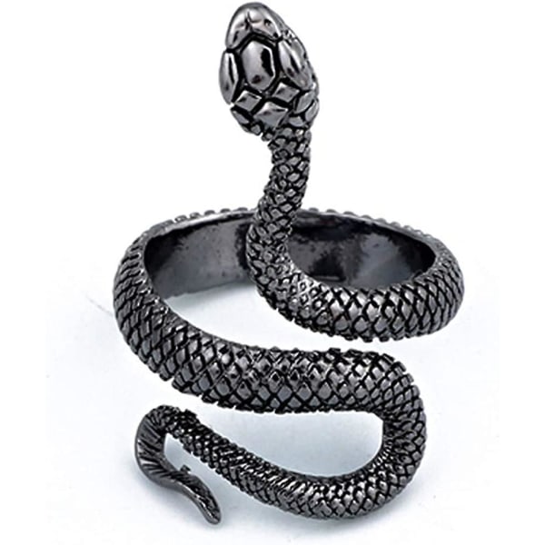 Vintage Silver Animal Open Ring, Justerbar Groda, Orm, Drake,