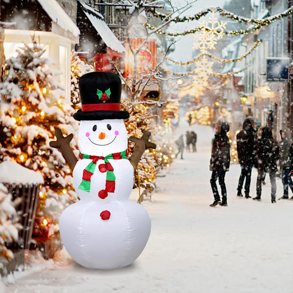 Uppblåsbar Snögubbe Santa Claus Nötknäppare med LED-ljus - Uppblåsbar Juldocka för Jul, Nyår & Trädgårdsfest Dekoration (Stil A) style A AU