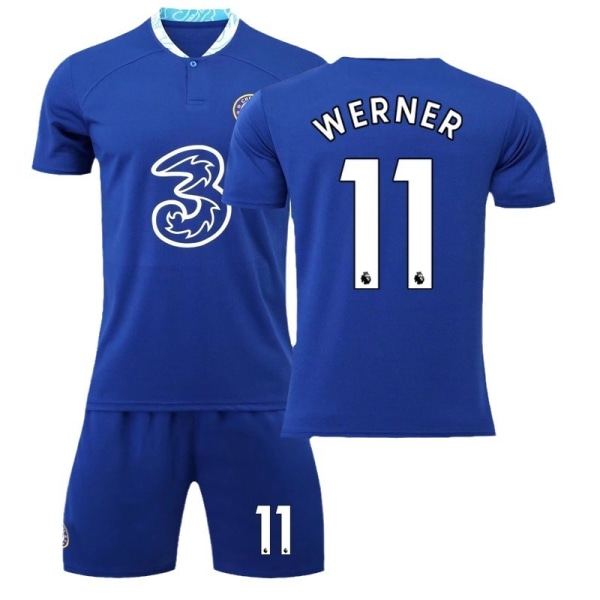 22-23 Chelsea hjemmebane nr. 10 Pulisic trøje 9 Lukaku 19 Mount Werner fodbolduniform No. 11 with socks + protective gear #XL