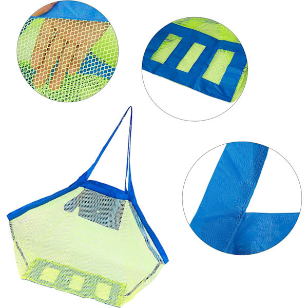 2 mesh på stranden, sammenklappelig stor mesh, bærbar legetøjsopbevaringspose, væk fra sand og vand, perfekt til udendørs swimmingpools og sommerferie